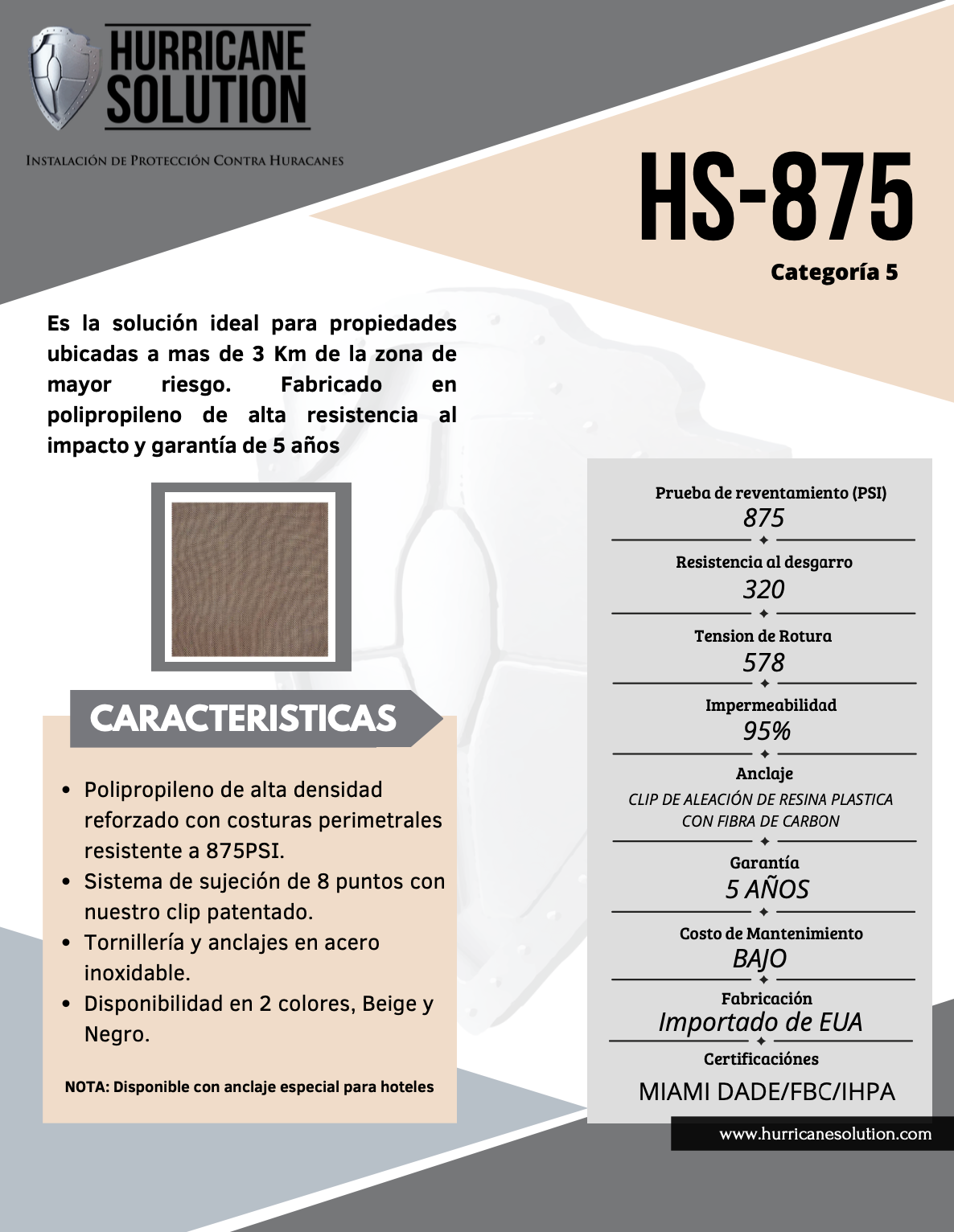 HS-875 polypropylene hurricane screen