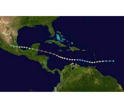 La trayectoria del Huracán Janet en 1955